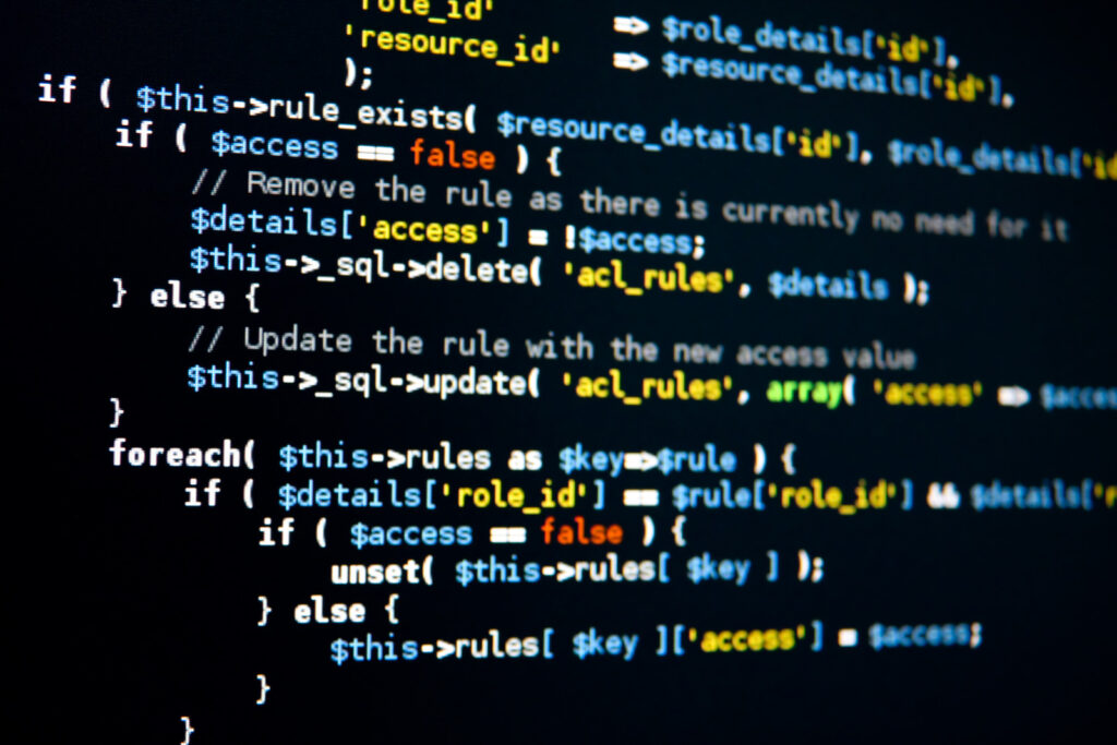 Code on computer screen